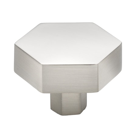 Gliderite Hardware 1-1/2 in. Hexagon Knob Satin Nickel 5824-SN-1